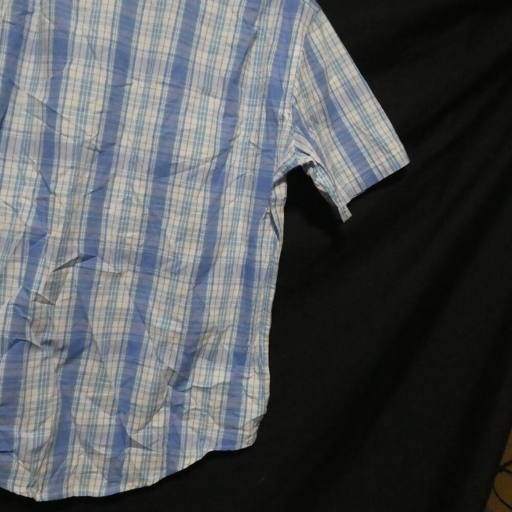U.S. POLO ASSN. | medium | Plaid Button-Up Blue and White Short Sleeve Shirt - Picture 14 of 16